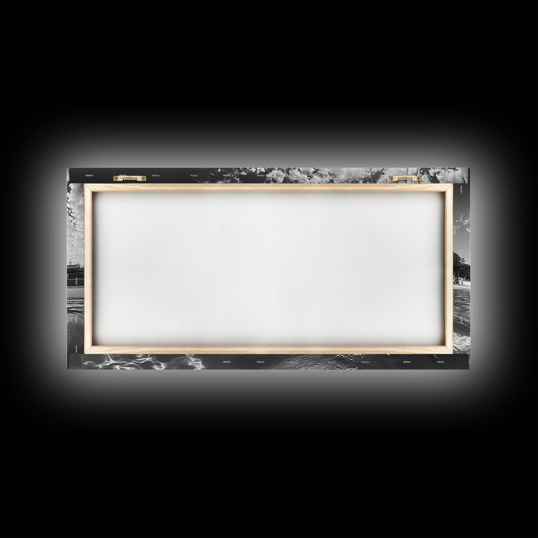 Beach Day, Ocean Kids, Sunny Horizon, Coastal Life, Framed Canvas Print, summer nursery wall art, cheerful beach print, family beach art