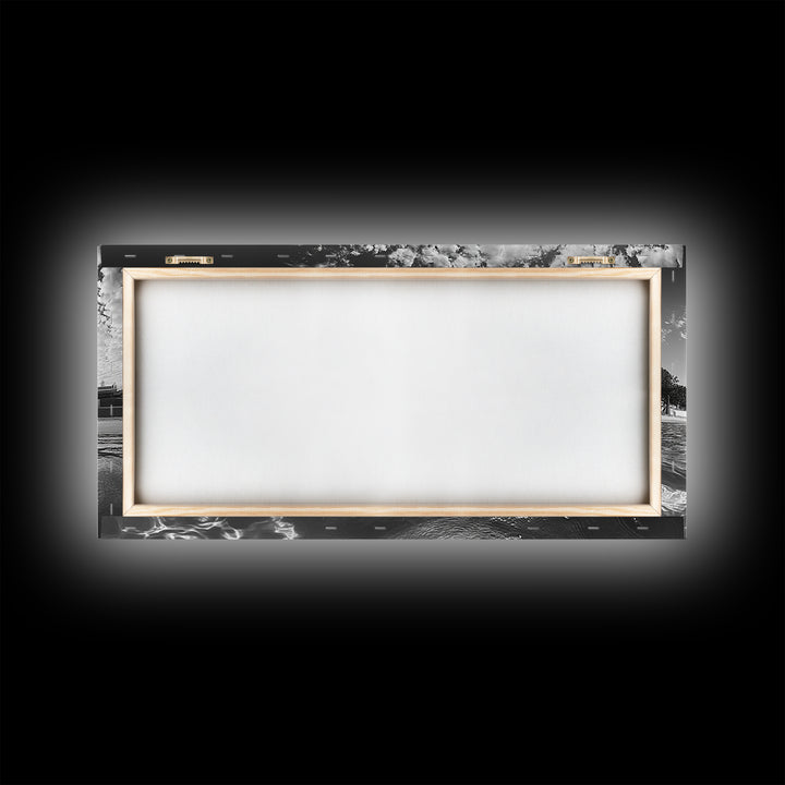 Beach Day, Ocean Kids, Sunny Horizon, Coastal Life, Framed Canvas Print, summer nursery wall art, cheerful beach print, family beach art