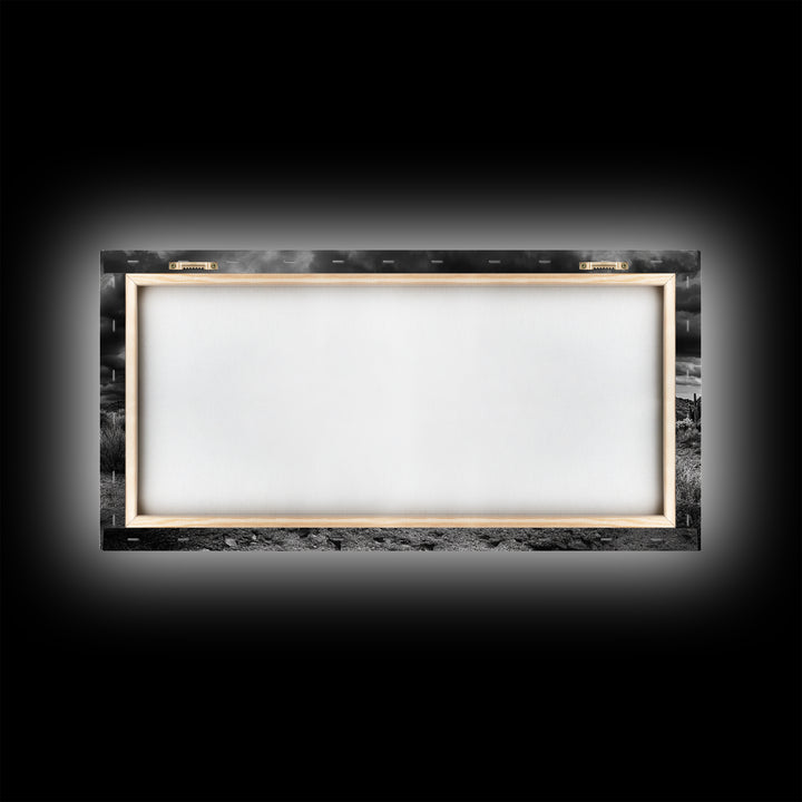 Desert Storm Scene, Lightning Landscape, Southwest Art, Dramatic Skies, Framed Canvas Print, Western Wall Art, Rustic Living Room Decor