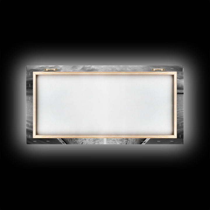 Canoe Lake, Adventure Paddle, Calm Waters, Cloudy Sky, Framed Canvas Print, Minimalist Art, Office Wall Decor, Nature Lover Style