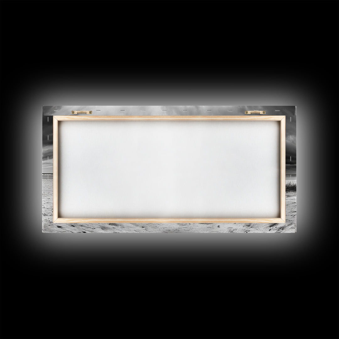 Desert Tumbleweed, Western Landscape, Stormy Sky, Framed Canvas Print, Rustic Farmhouse Wall Art, Fall Decor, Minimalist Western Art