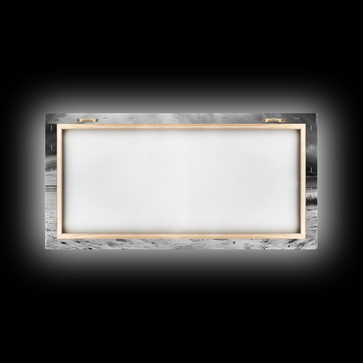 Desert Tumbleweed, Western Landscape, Stormy Sky, Framed Canvas Print, Rustic Farmhouse Wall Art, Fall Decor, Minimalist Western Art