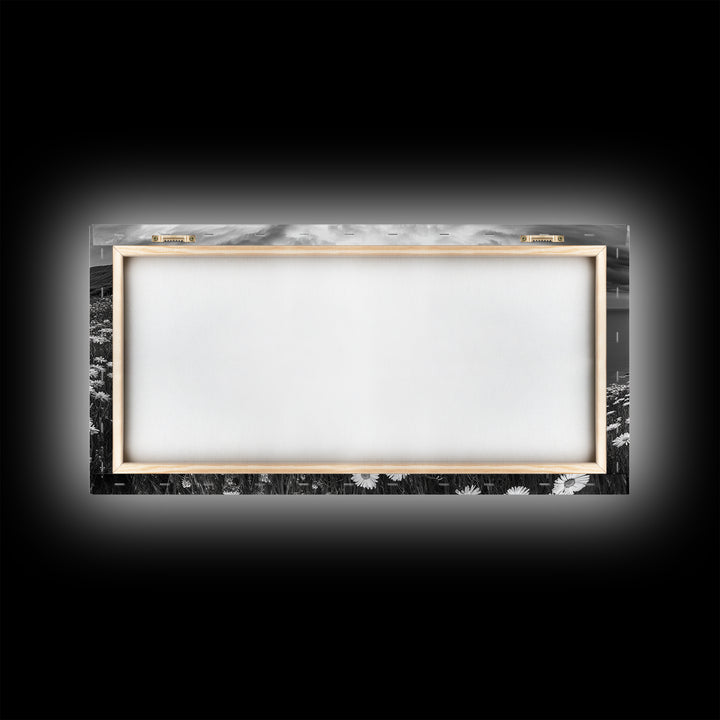 Coastal Flower Field, Ocean Meadow Scene, Seaside Wildflower Landscape, Serene Botanical Print, Living Room Art, Canvas Print