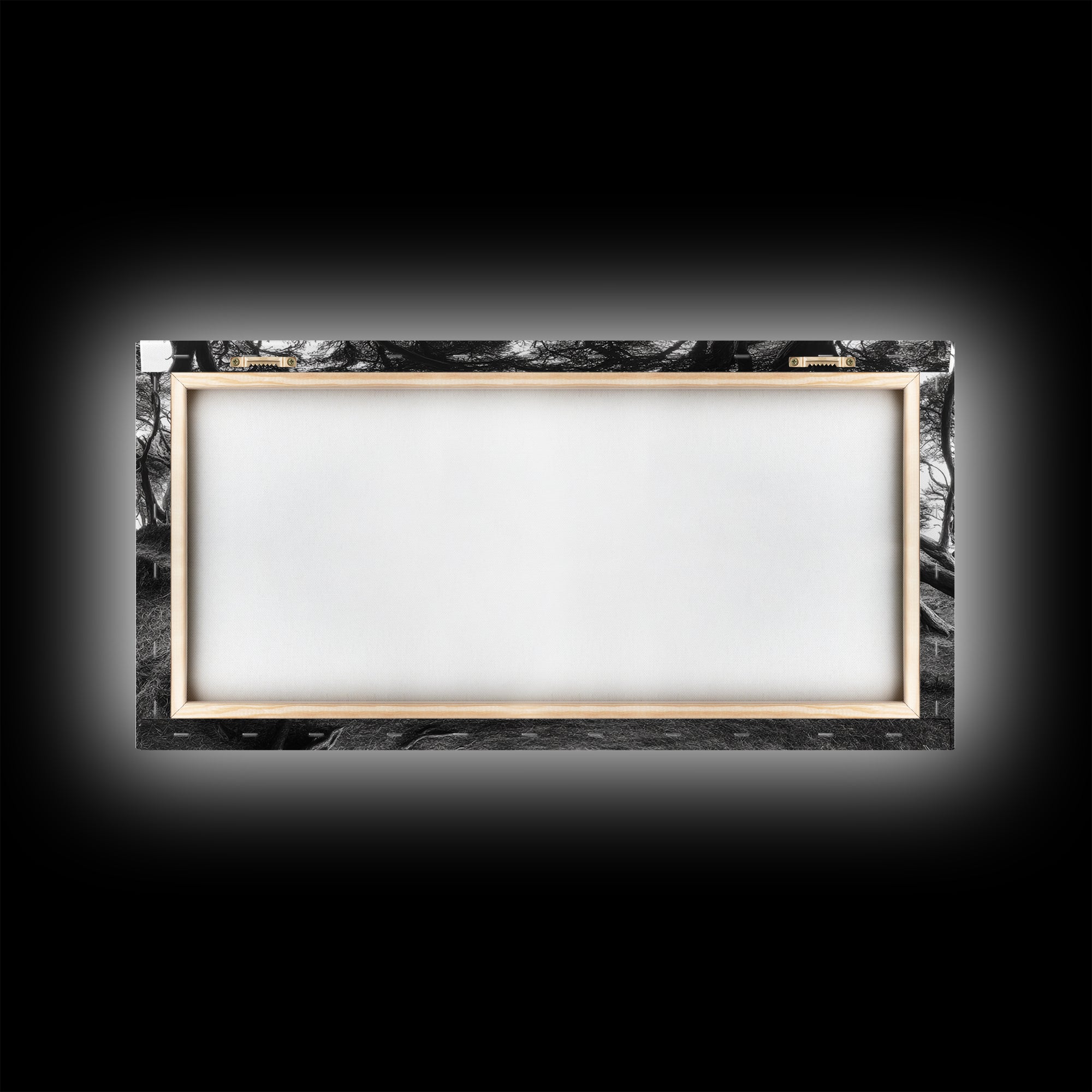 Coastal Trees, Windswept Forest, Ocean View, Framed Canvas Print, Boho Wall Art, Living Room Art, Nature Wall Decor, Monochrome Landscape