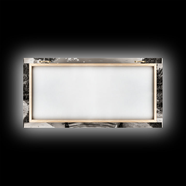 Beach Path, Coastal Dock, Tropical Palms, Canvas Print, Vacation Vibes, Boho Seaside Decor, Bathroom Wall Art, Nautical Island Landscape