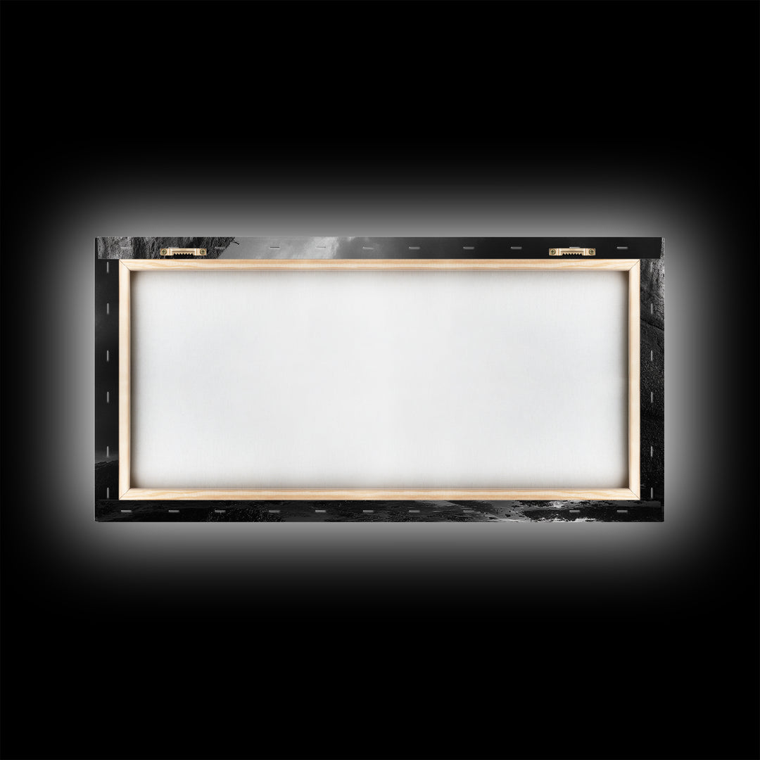 Cliff Lighthouse, Dramatic Sky, Seaside Tower, Ocean Mood, Canvas Print, Gothic Wall Art, Study Decor, Moody Coastal Artwork