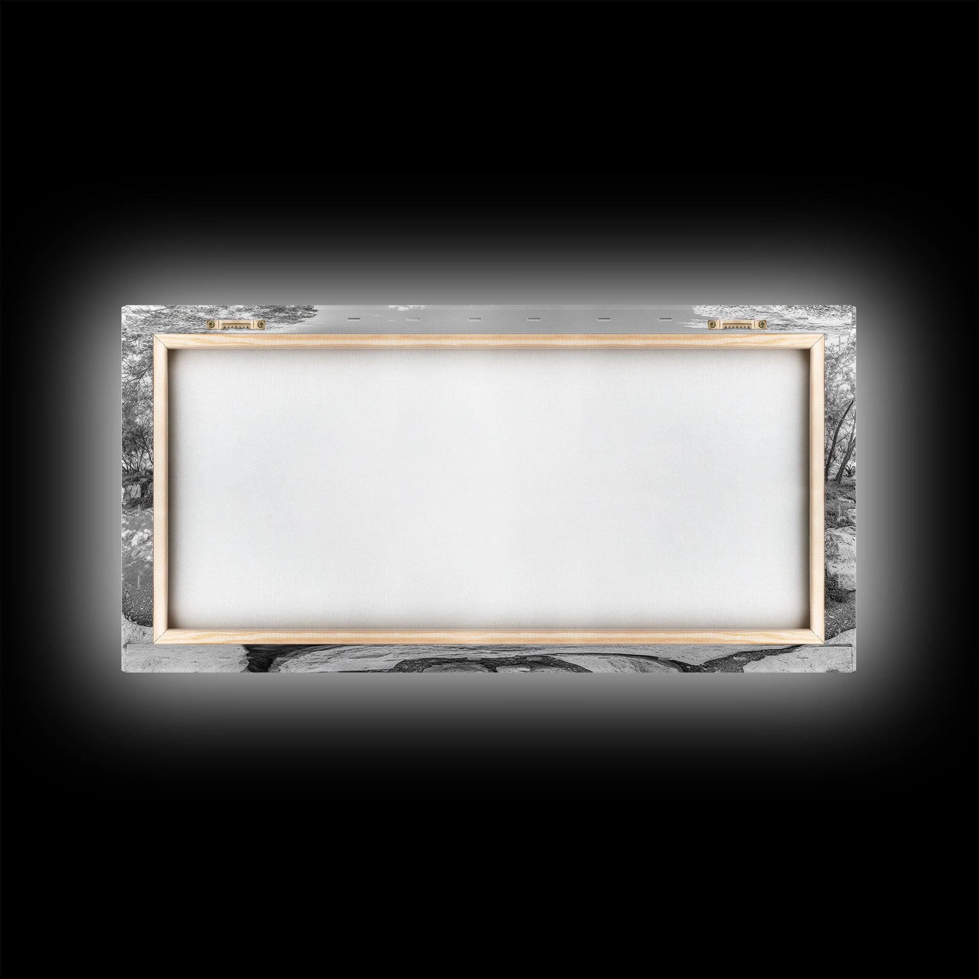 Rocky Cove, Tranquil Bay, Forest Edge, Panoramic Beach, Framed Canvas Print, Nature Art, Bathroom Wall Decor, Earthy Coastal View