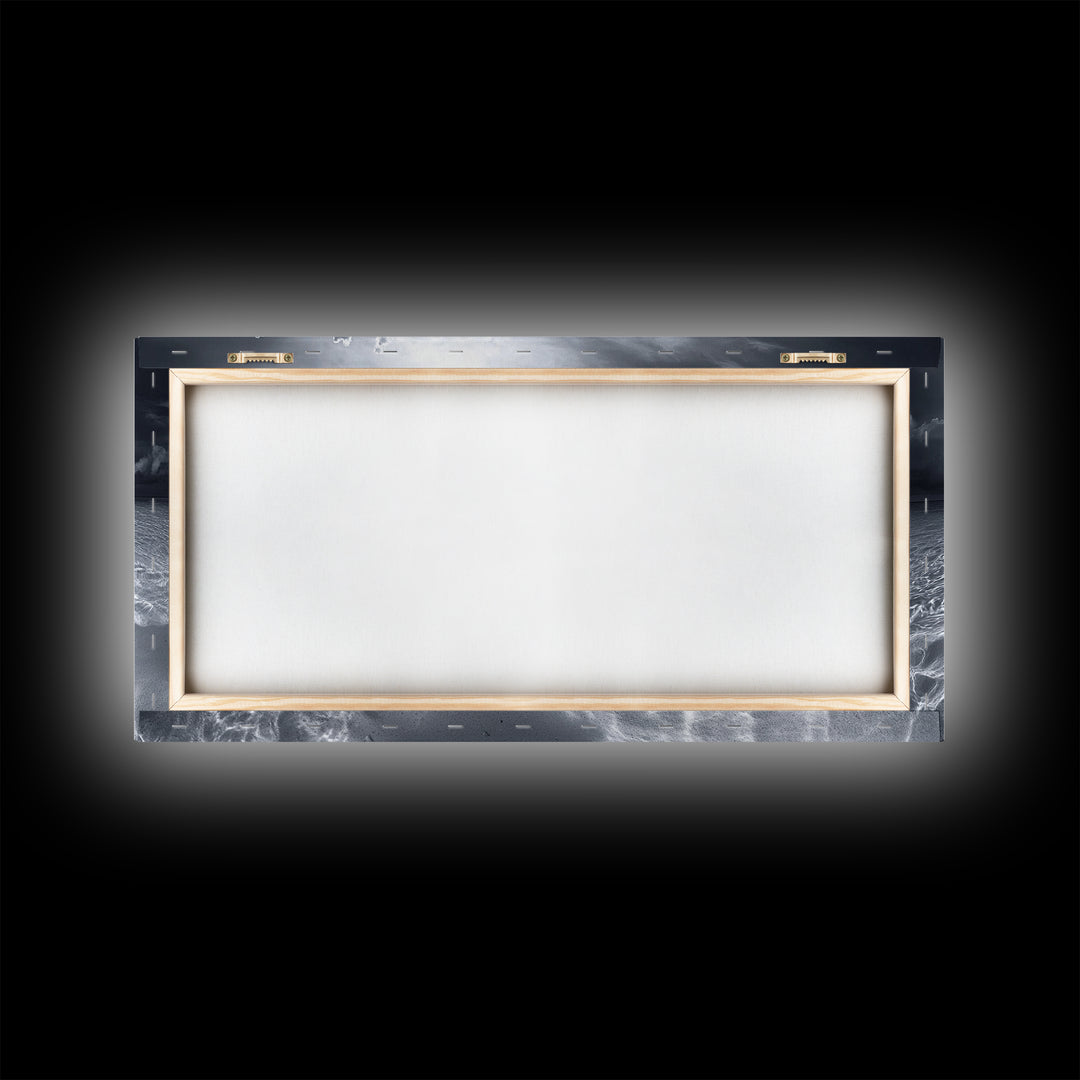 Coral Island, Tropical Ocean, Underwater Reef, Clear Sea, Framed Canvas Print, Beach House Art, Coastal Living Room Decor, Office Wall Decor