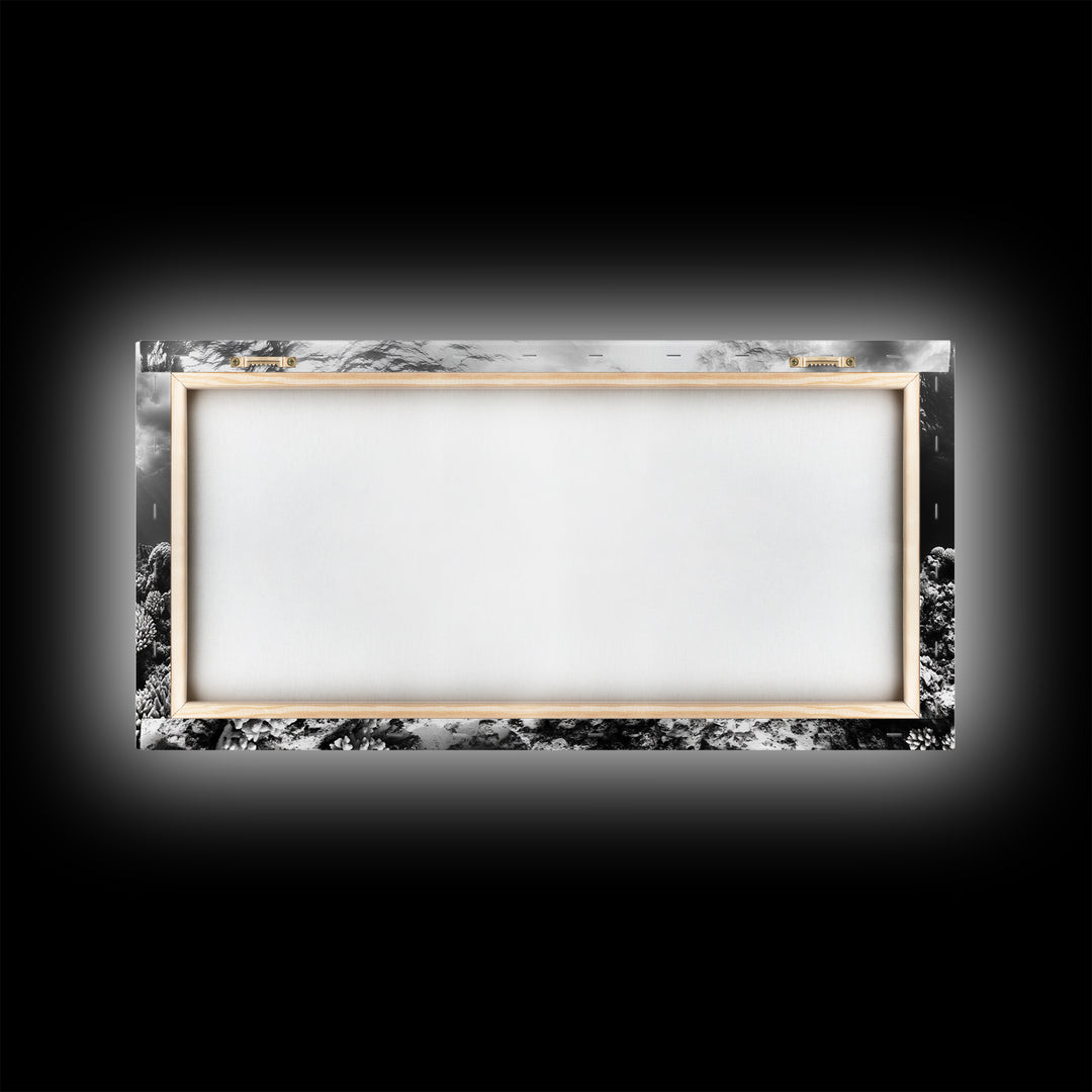 Coral Reef, Ocean Depths, Sunlight Rays, Marine Life, Canvas Print, Minimalist Nature Art, Bathroom Decor, Underwater Scene, Bedroom Wall Art