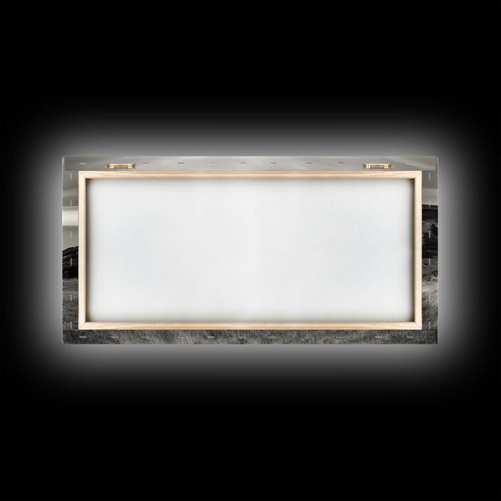 Coastal Cliff View, Solitary Tree Scene, Modern Minimalist Style, Framed Canvas Print, Calm Neutral Wall Art, Living Room Decor