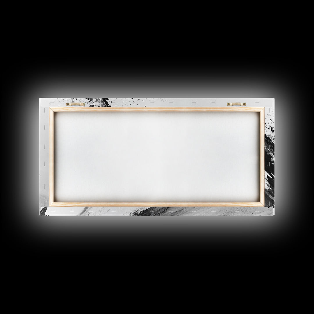 Abstract Wave, Black White, Modern Ink, Ocean Motion, Canvas Print, Minimalist Art, Office Wall Decor, Contemporary Coastal Style