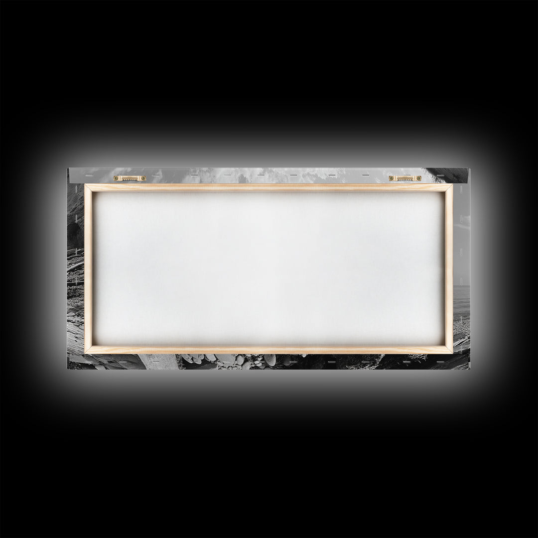 Coastal Driftwood, Beach Landscape, Pebble Shore Scene, Natural Decor Accent, Canvas Print, Relaxed Vibe, Entryway or Den Wall Art