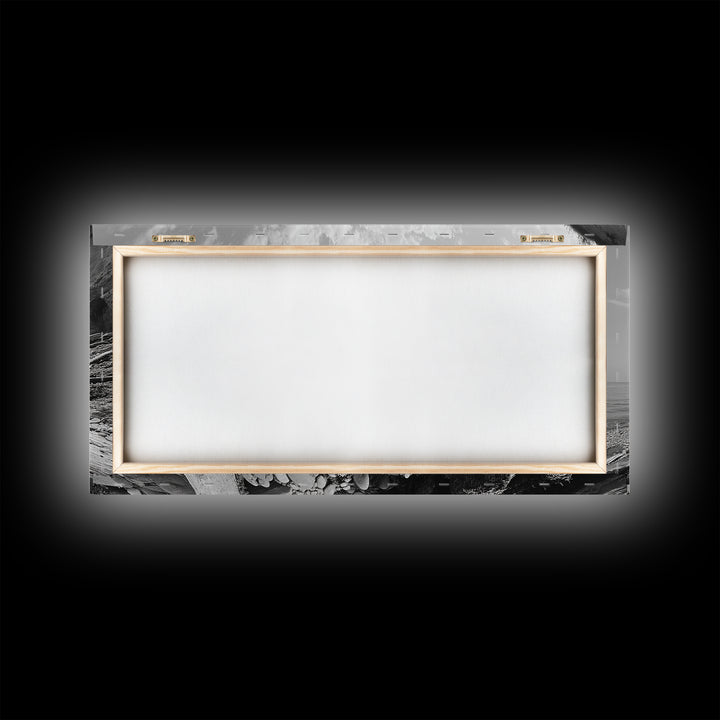 Coastal Driftwood, Beach Landscape, Pebble Shore Scene, Natural Decor Accent, Canvas Print, Relaxed Vibe, Entryway or Den Wall Art