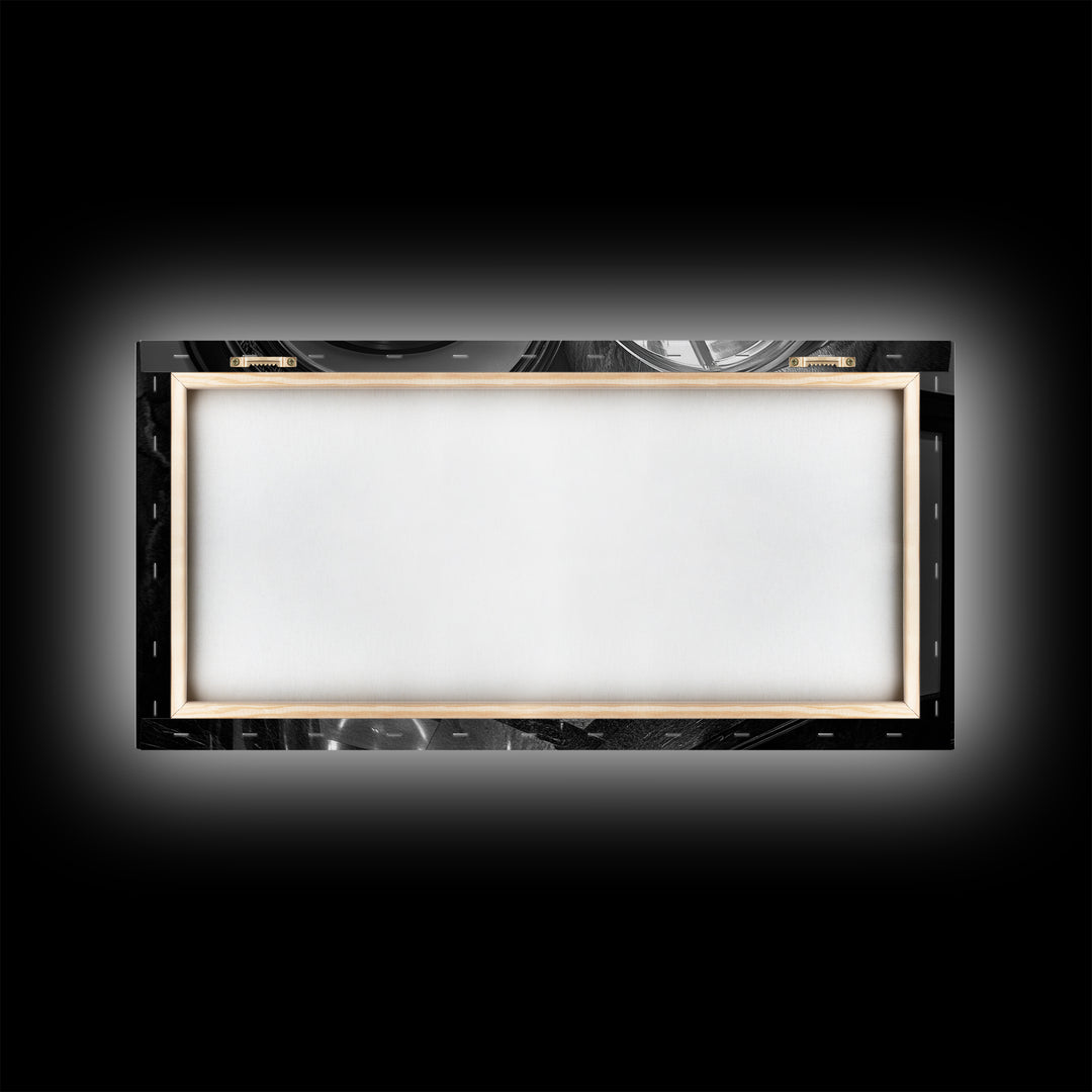 Bank Vault Door, Industrial Urban Decor, Luxury Office Art, Framed Canvas Print, Black and Silver Wall Art, Masculine Home Style