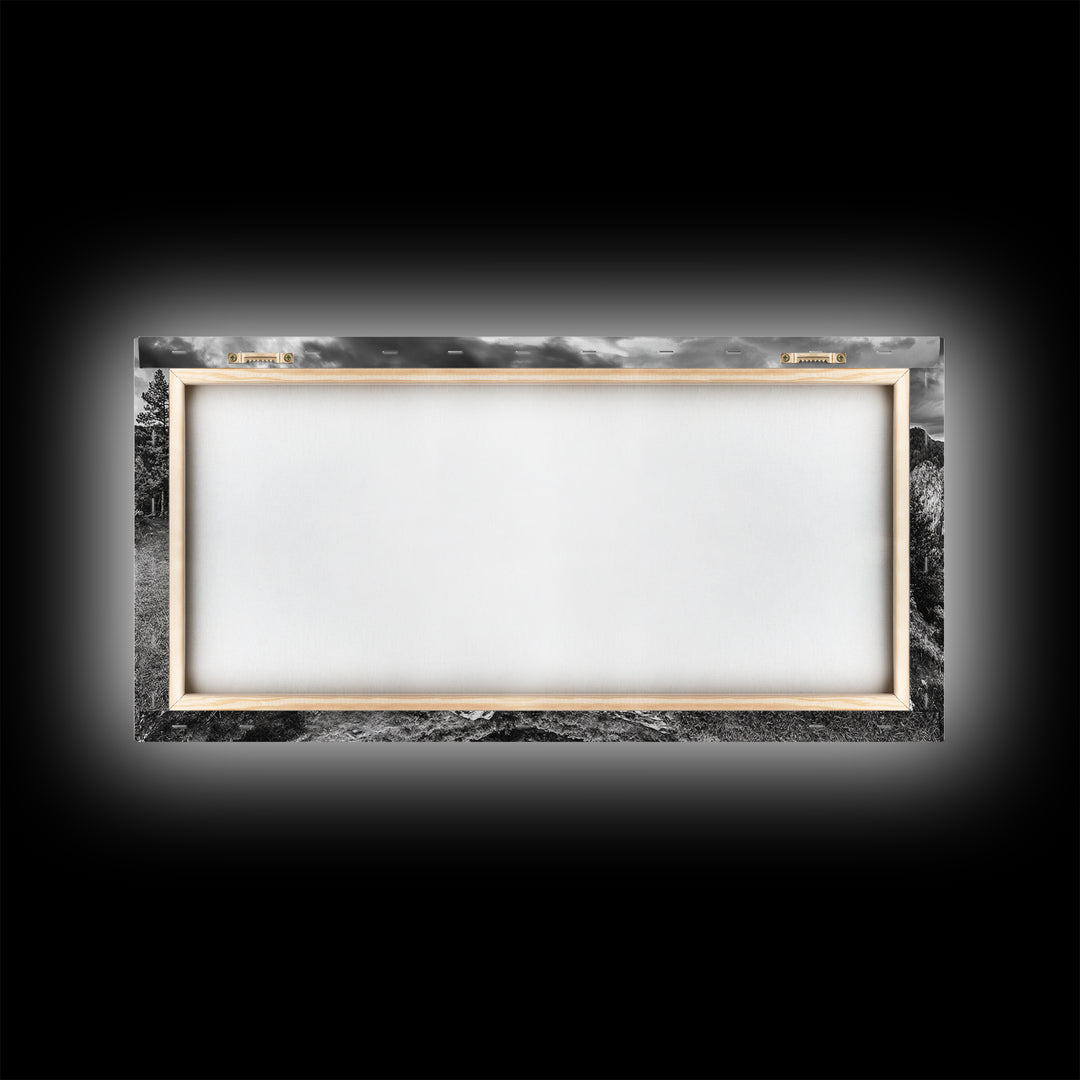 River Bend Landscape, Mountain View Aerial, Nature Panorama Scene, Framed Canvas Print, Cabin Wall Art, Adventure Boho Art, Living Room Wall Art