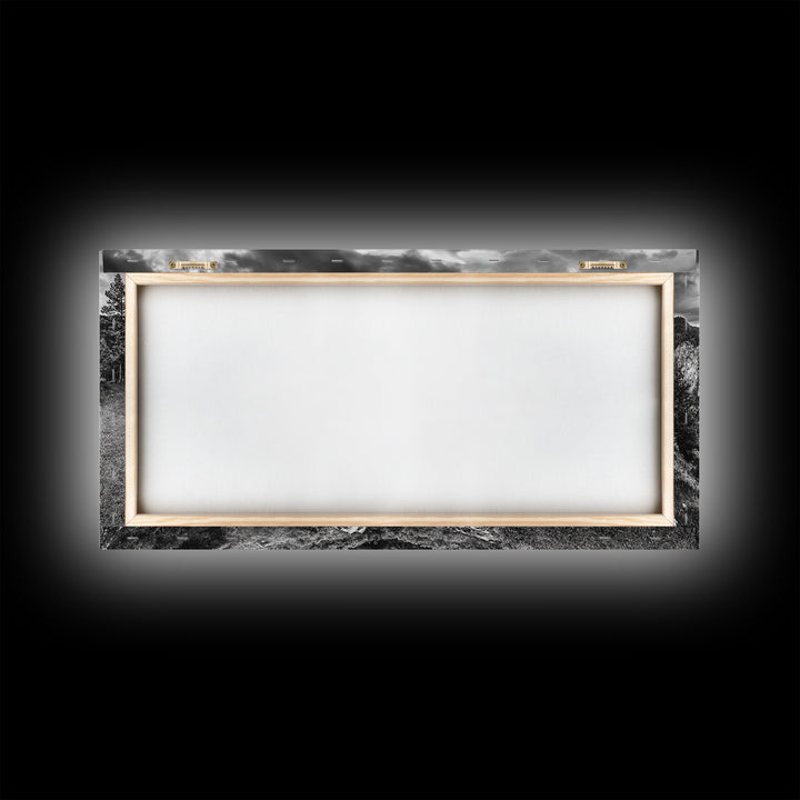 River Bend Landscape, Mountain View Aerial, Nature Panorama Scene, Framed Canvas Print, Cabin Wall Art, Adventure Boho Art, Living Room Wall Art