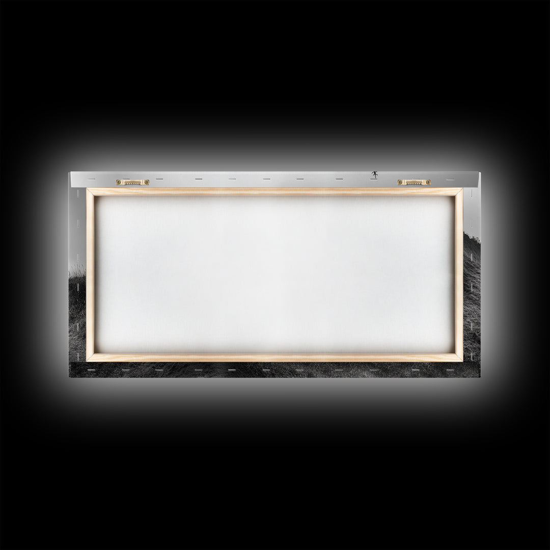 Coastal Cliff Scene, Evergreen Ocean Landscape, Pacific Northwest View, Framed Canvas Print, Nature Inspired Wall Art, Minimalist Decor