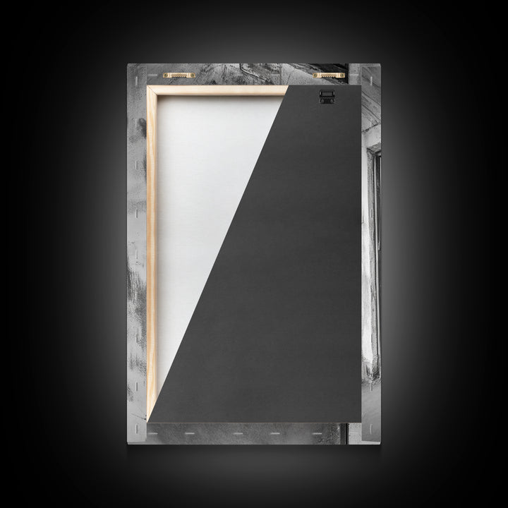 Bank Vault Door, Industrial Design, Urban Texture, Canvas Print, Masculine Office Decor, Steampunk Wall Art, Black White Print