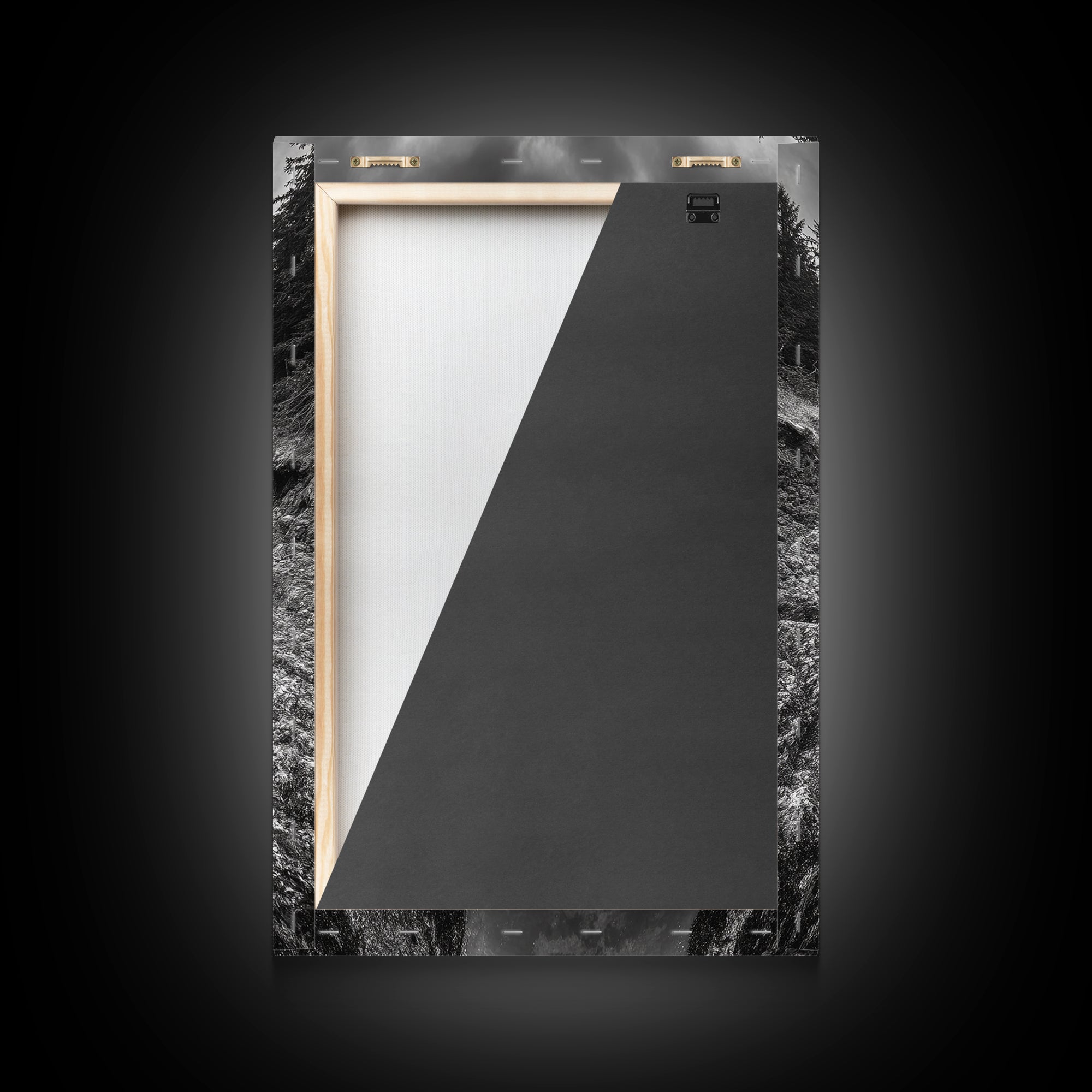 Rocky Waterway, Coastal Reflections, Dramatic Cloudscape, Ocean Nature Print, Framed Canvas Print, Bathroom Wall Art, Modern Rustic Style