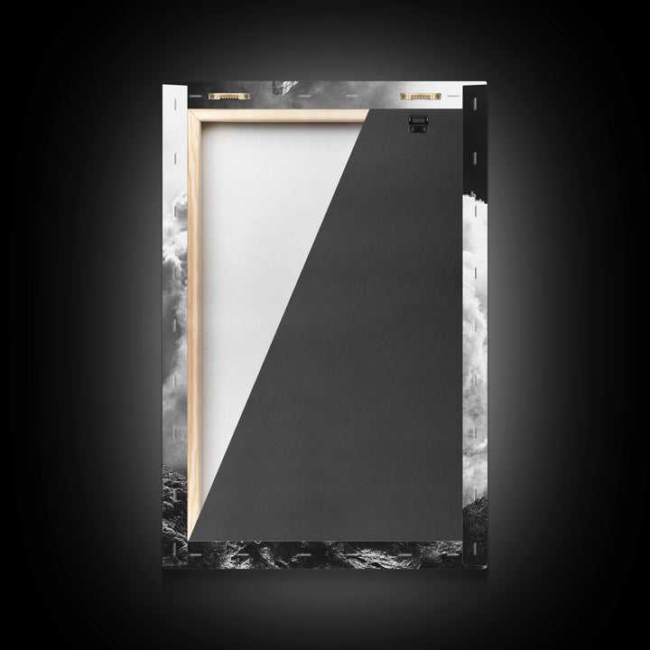 Abstract Rock Tower, Nature Photography, Stormy Sky, Canvas Print, Rustic Decor, Earthy Wall Art, Living Room Art, Moody Landscape Print