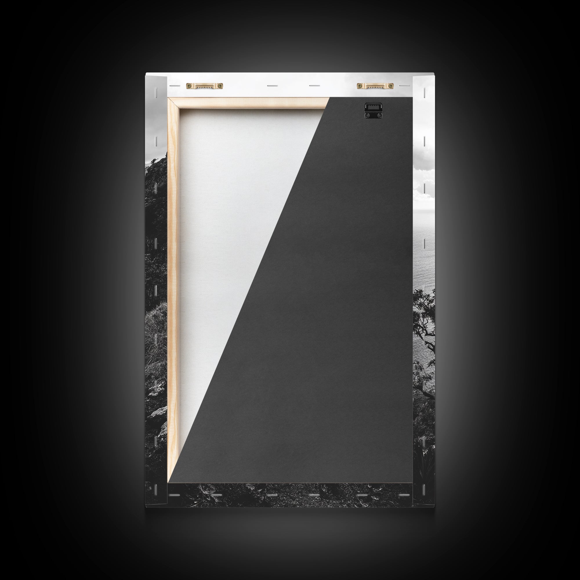 Coastal Cliff, Ocean Horizon, Hiking Trail, Framed Canvas Print, Nature Photography, Boho Wall Art, Living Room Decor, Minimalist Earth Tones