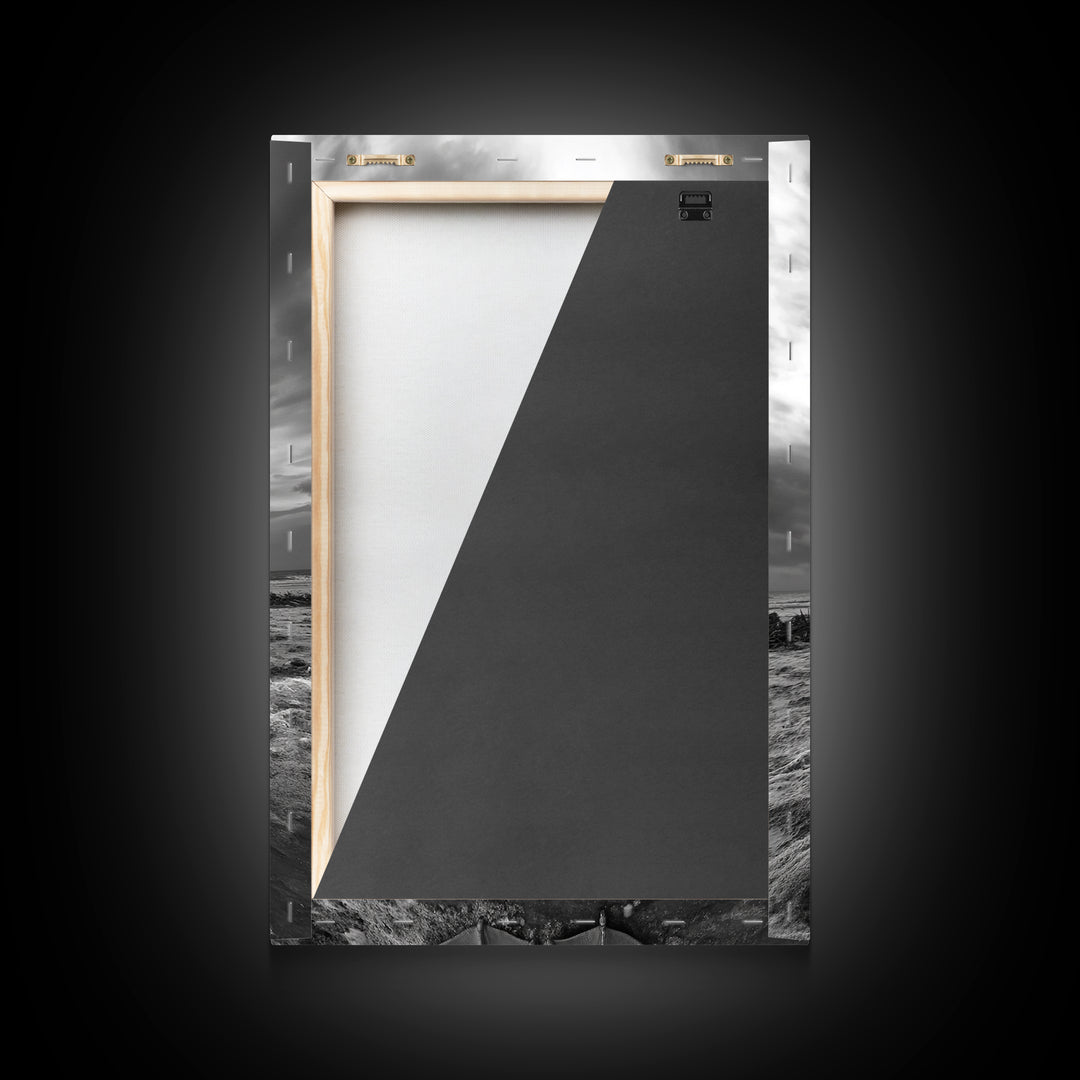 Bold Pelican, Coastal Storm, Bird Portrait, Canvas Print, wildlife wall art, beach house decor, dramatic black and white animal art