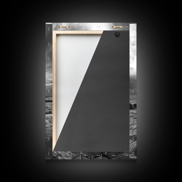 Bold Pelican, Coastal Storm, Bird Portrait, Canvas Print, wildlife wall art, beach house decor, dramatic black and white animal art