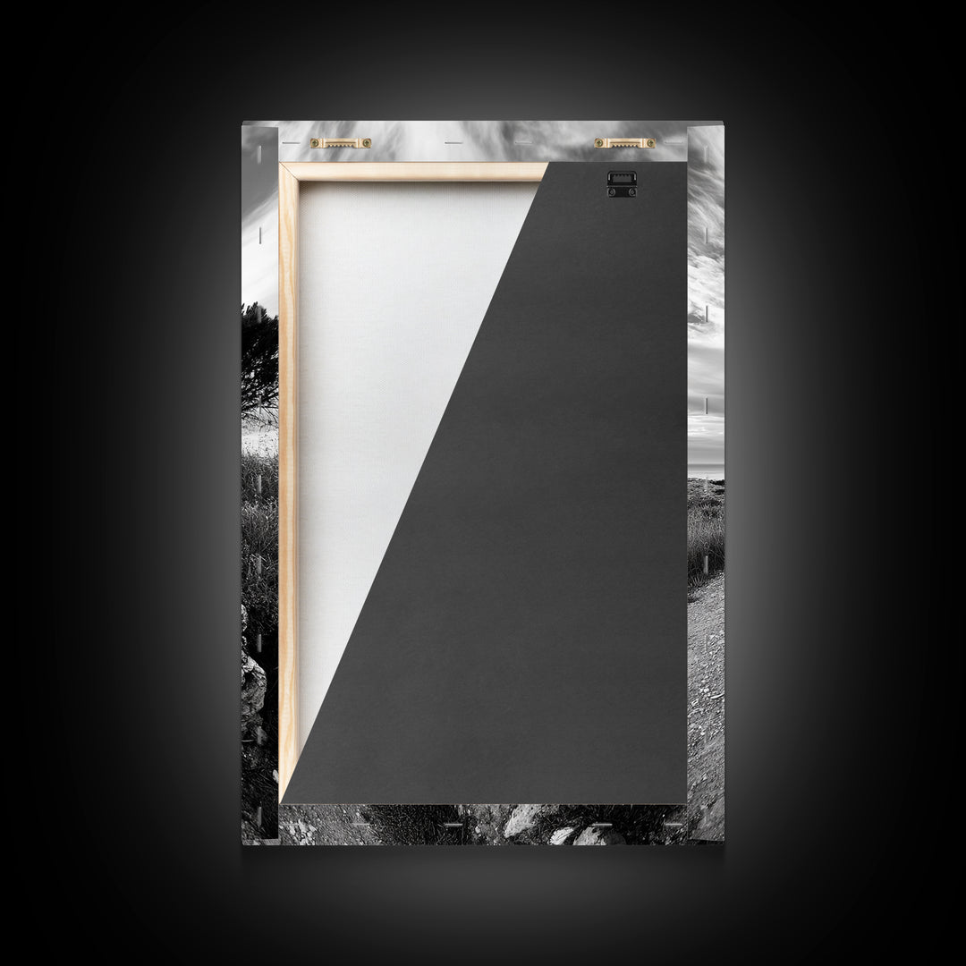 Coastal Path, Nature Trail, Windswept Tree, Framed Canvas Print, Rustic Landscape Art, Minimalist Decor, Bedroom Wall Art, Fall Vibes