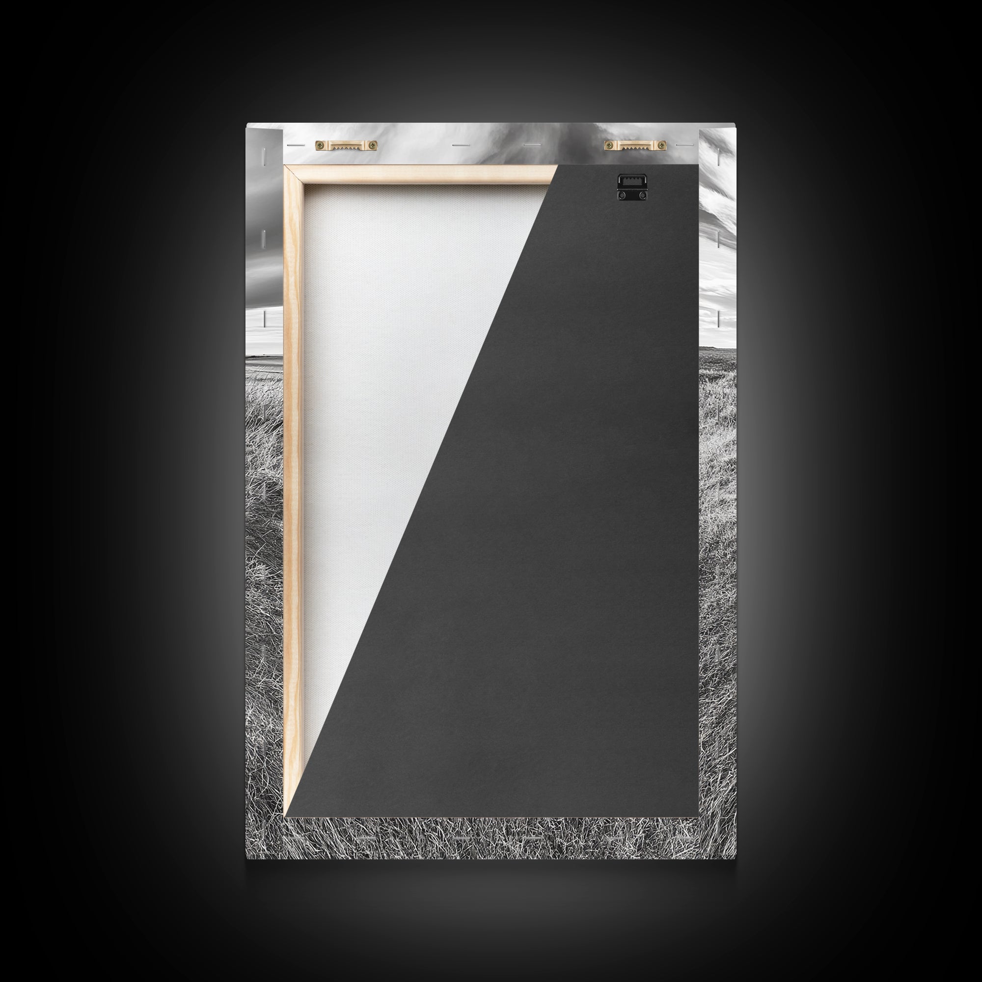 Burrow Entrance, Hidden Hole, Grassland Tunnel, Canvas Print, Nature Wall Art, Living Room Decor, Black White Landscape Photography