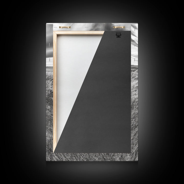 Burrow Entrance, Hidden Hole, Grassland Tunnel, Canvas Print, Nature Wall Art, Living Room Decor, Black White Landscape Photography