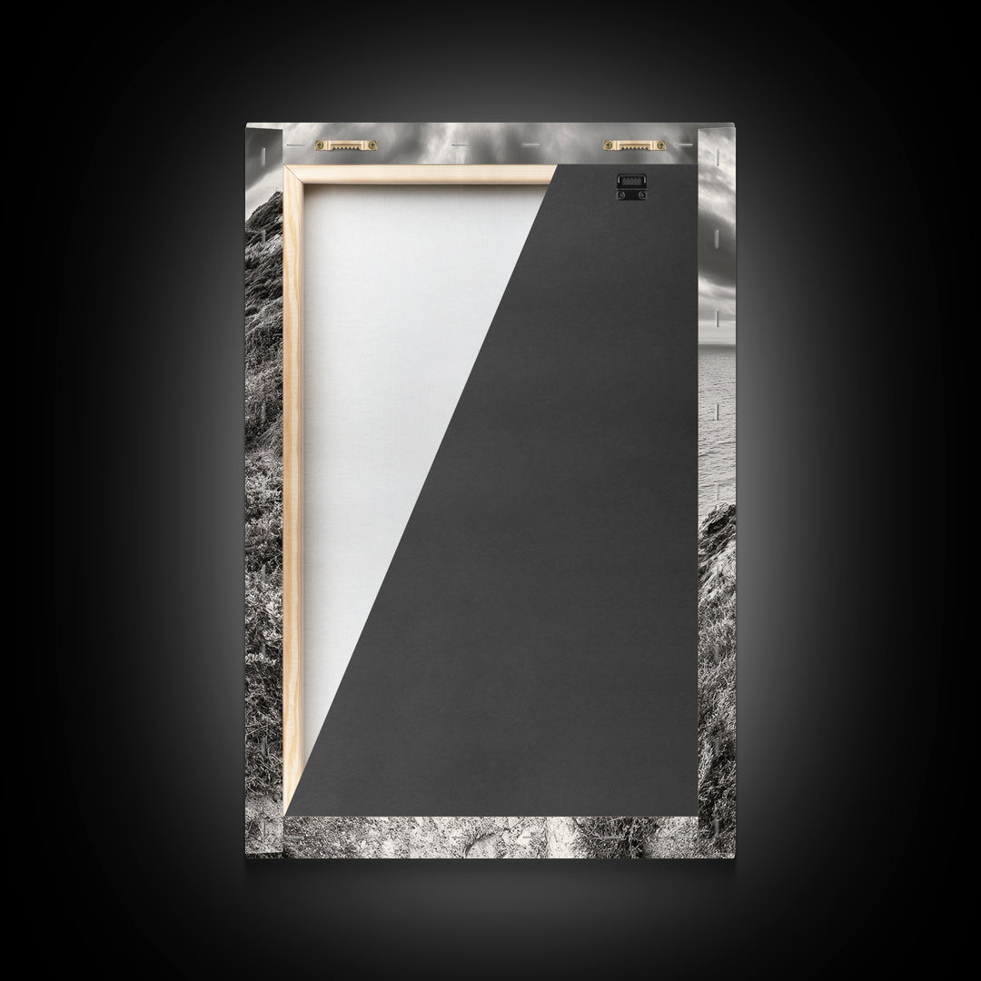 Cliffside Path, Coastal Trail, Ocean Escape, Canvas Print, Moody Landscape Wall Art, Living Room Decor, Adventure Travel Aesthetic