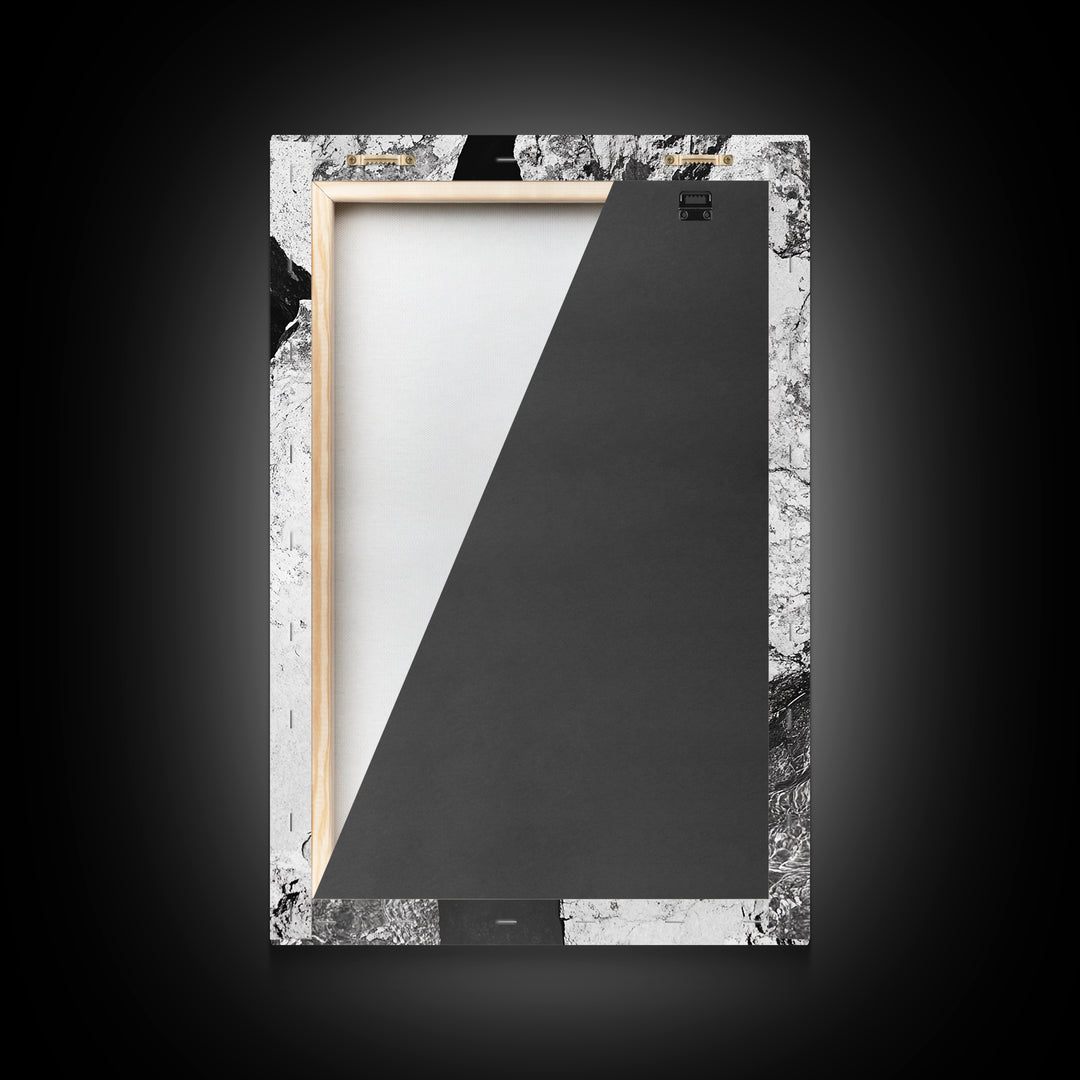 Rock Crevice, Light Ripples, Natural Texture, Abstract Nature, Framed Canvas Print, Kitchen Wall Art, Earth Tone Style, Modern Rustic