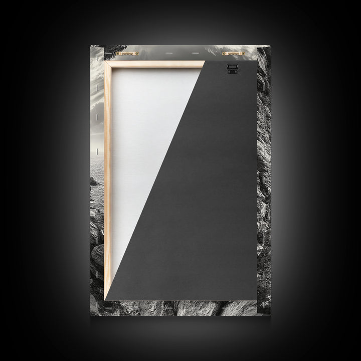 Cliff Path, Coastal Trail, Rugged Rock, Hiking Vibe, Framed Canvas Print, Hallway Wall Art, Nature Photography, Adventure Decor