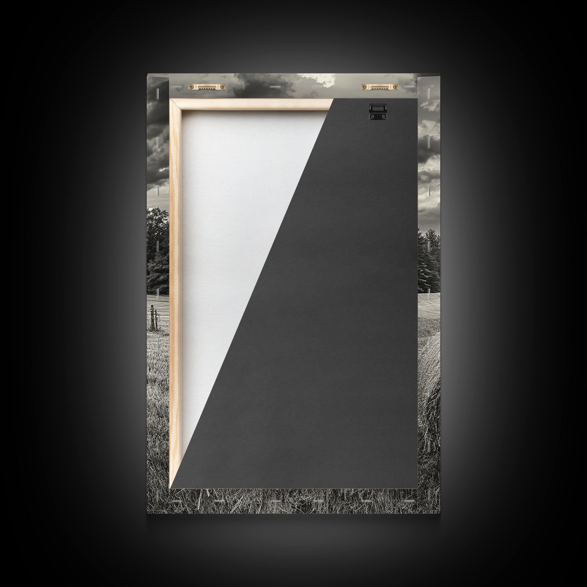 Autumn Hay Bale, Farm Field Scene, Country Landscape, Black and White Canvas Print, Rustic Kitchen or Fall Living Room Wall Art