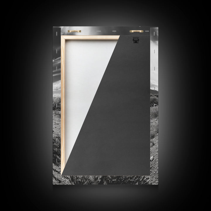 Desert Sage, Cloud Sky, Nature Wall Decor, Framed Canvas Print, Minimalist Art, Boho Style, Neutral Tones, Entryway Botanical Print