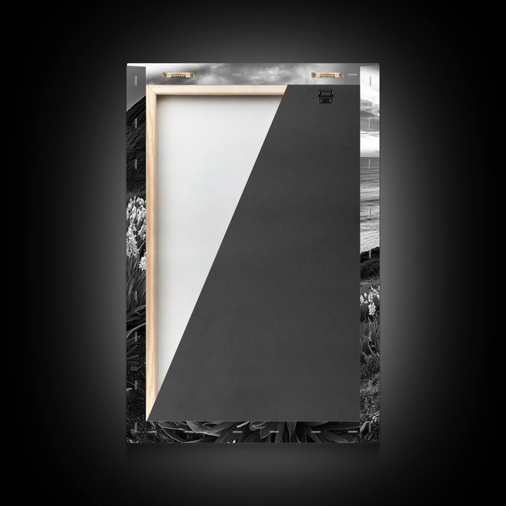 Coastal Blooms, Ocean Cliffs, Seaside Flowers, Canvas Print, Nature Photography, Living Room Art, Modern Coastal Wall Decor, Spring Vibes