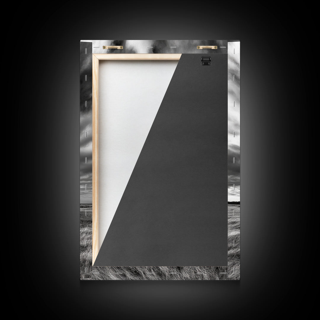 Abandoned House, Windy Prairie, Haunted Landscape, Framed Canvas Print, Fall Wall Art, Rural Home Decor, Moody Halloween Style