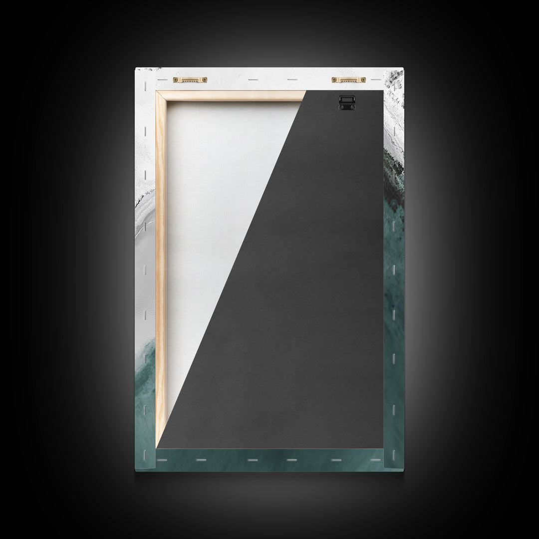 Aerial Beach, Turquoise Sea, Minimal Shoreline, Boat View, Canvas Print, coastal minimalist art, bathroom wall art, modern ocean photo