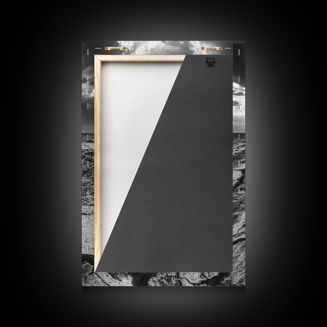 Cracked Earth, Drought Desert, Apocalyptic Sky, Dry Landscape, Canvas Print, minimalist wall decor, modern earth tones, office statement piece