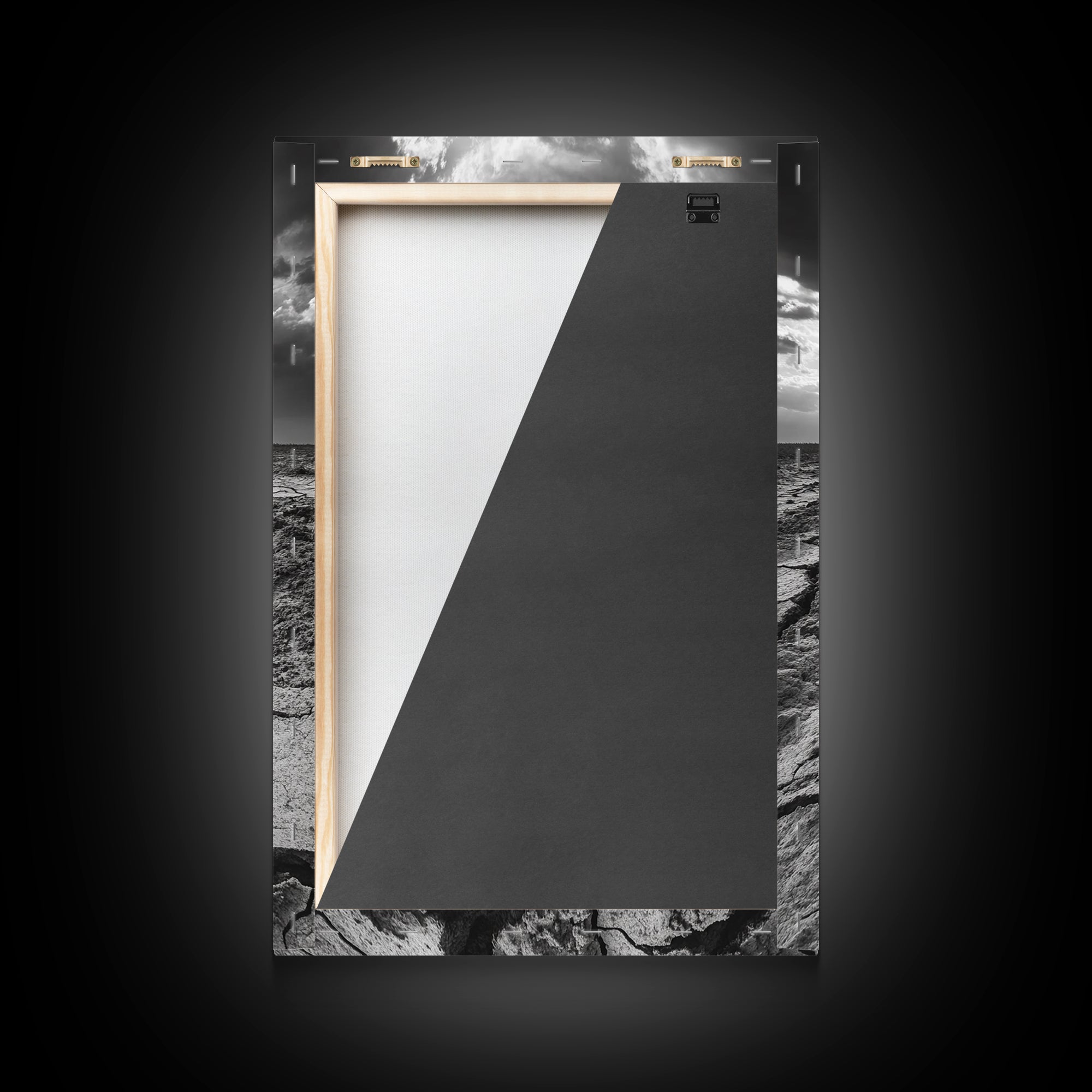 Cracked Earth, Drought Desert, Apocalyptic Sky, Dry Landscape, Canvas Print, minimalist wall decor, modern earth tones, office statement piece