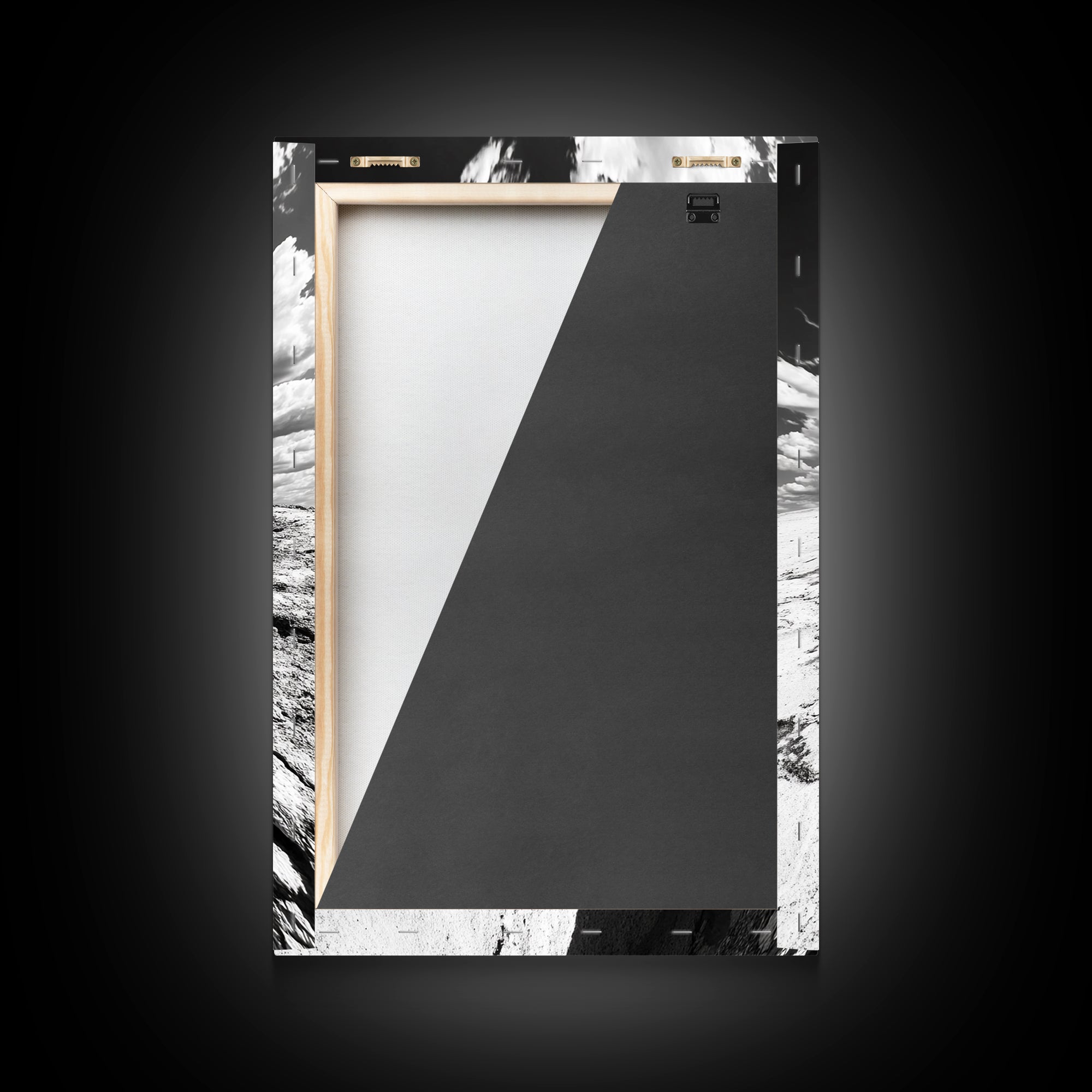 Desert Crack, Dramatic Sky, Harsh Terrain, Framed Canvas Print, Abstract Nature Photography, Rustic Office or Study Wall Art