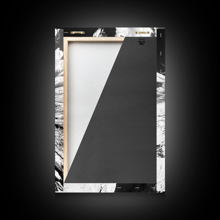 Desert Crack, Dramatic Sky, Harsh Terrain, Framed Canvas Print, Abstract Nature Photography, Rustic Office or Study Wall Art