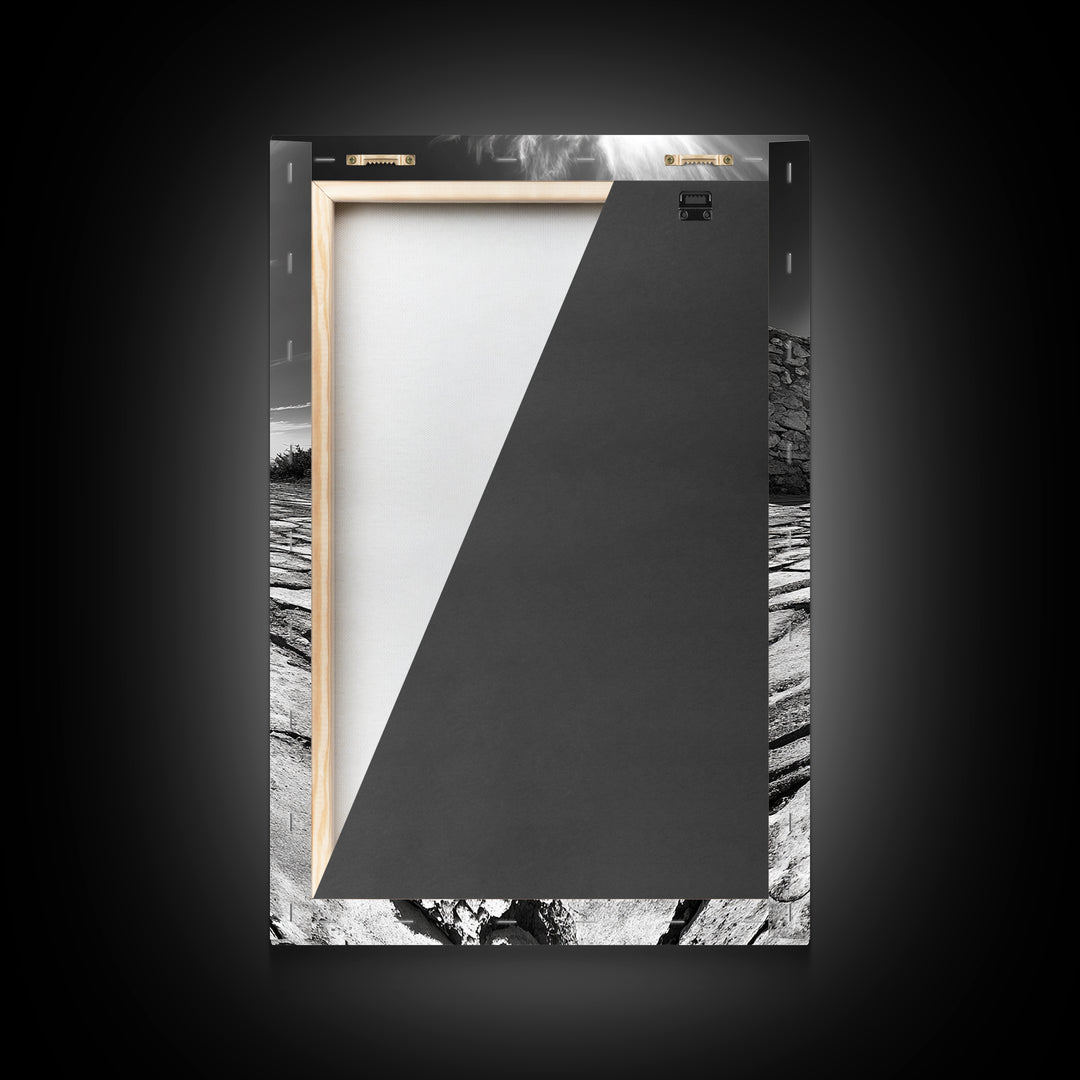 Desert Archway, Stone Ruins, Sunny Sky, Canvas Print, Rustic Travel Wall Art, Mediterranean Decor, Minimalist Earthy Aesthetic