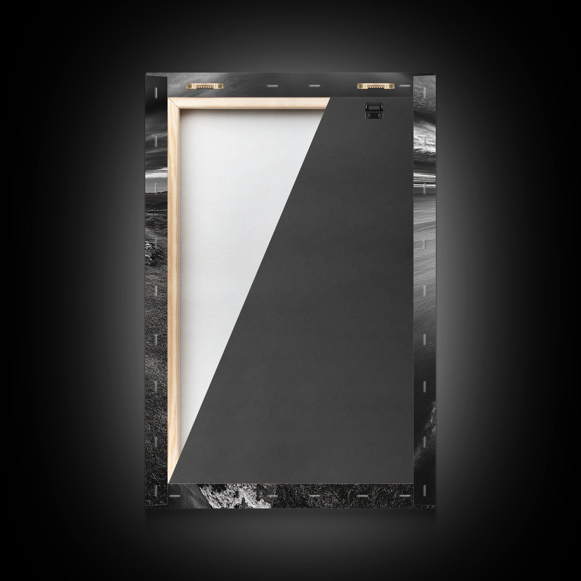 Rugged Sea Cliffs, Sunset Horizon, Serene Waters, Framed Canvas Print, Modern Nature Wall Art, Office Decor, Coastal Aesthetic