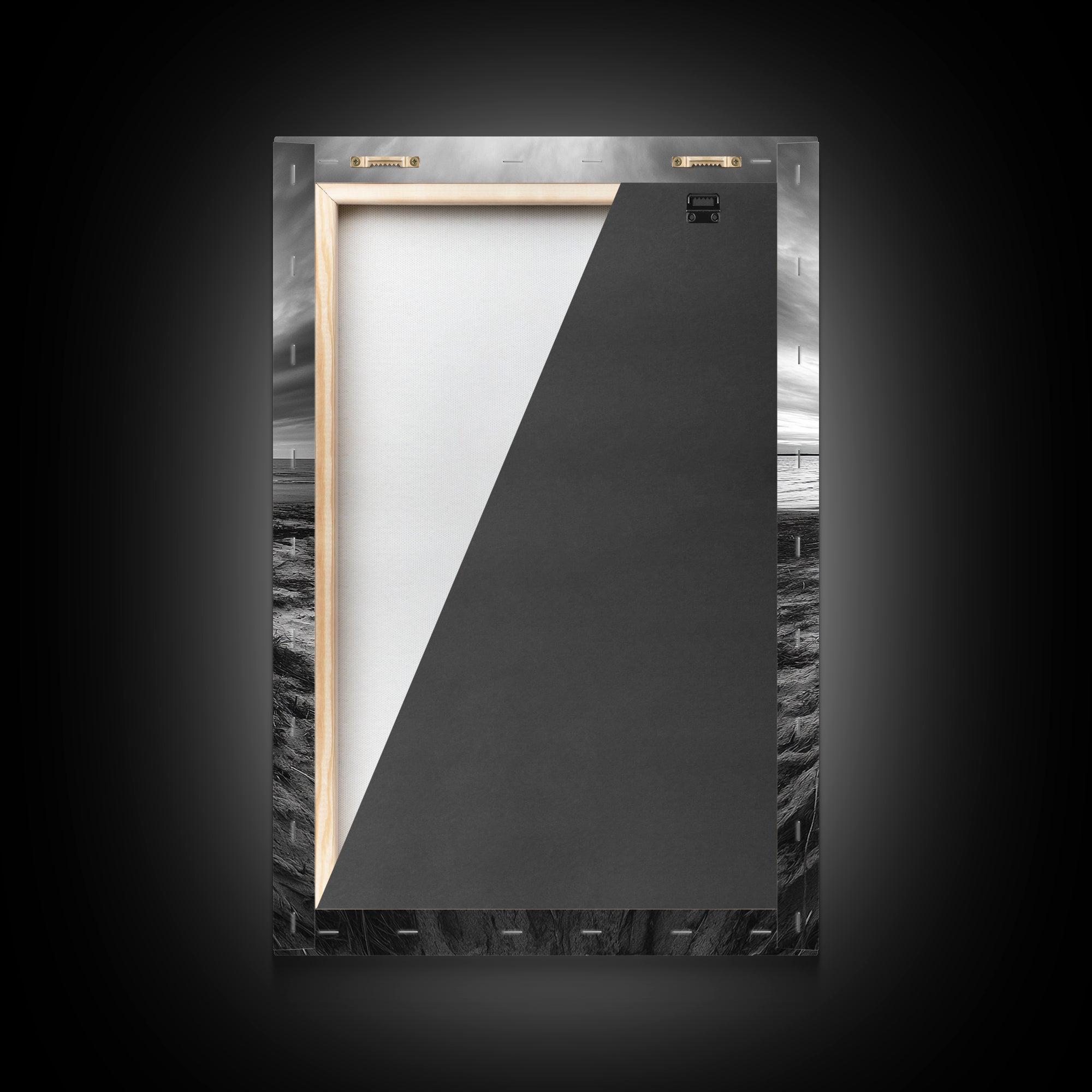 Coastal campfire glow, serene seaside bonfire, sunset flames, sandy warmth, Framed Canvas Print, Fall decor, cozy cabin wall art