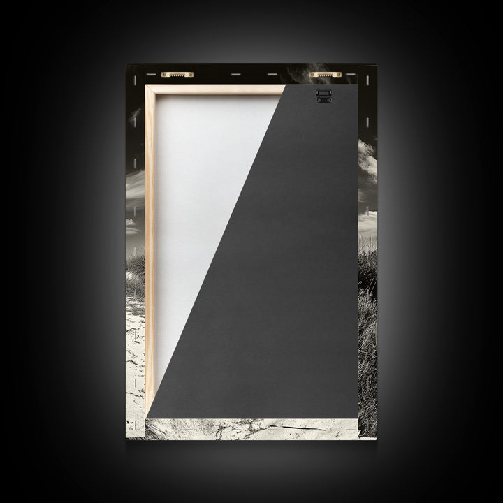 Desert Path, Wagon Wheel, Western Minimalism, Canvas Print, Boho Wall Decor, Neutral Tones, Entryway Art, Rustic Country Style