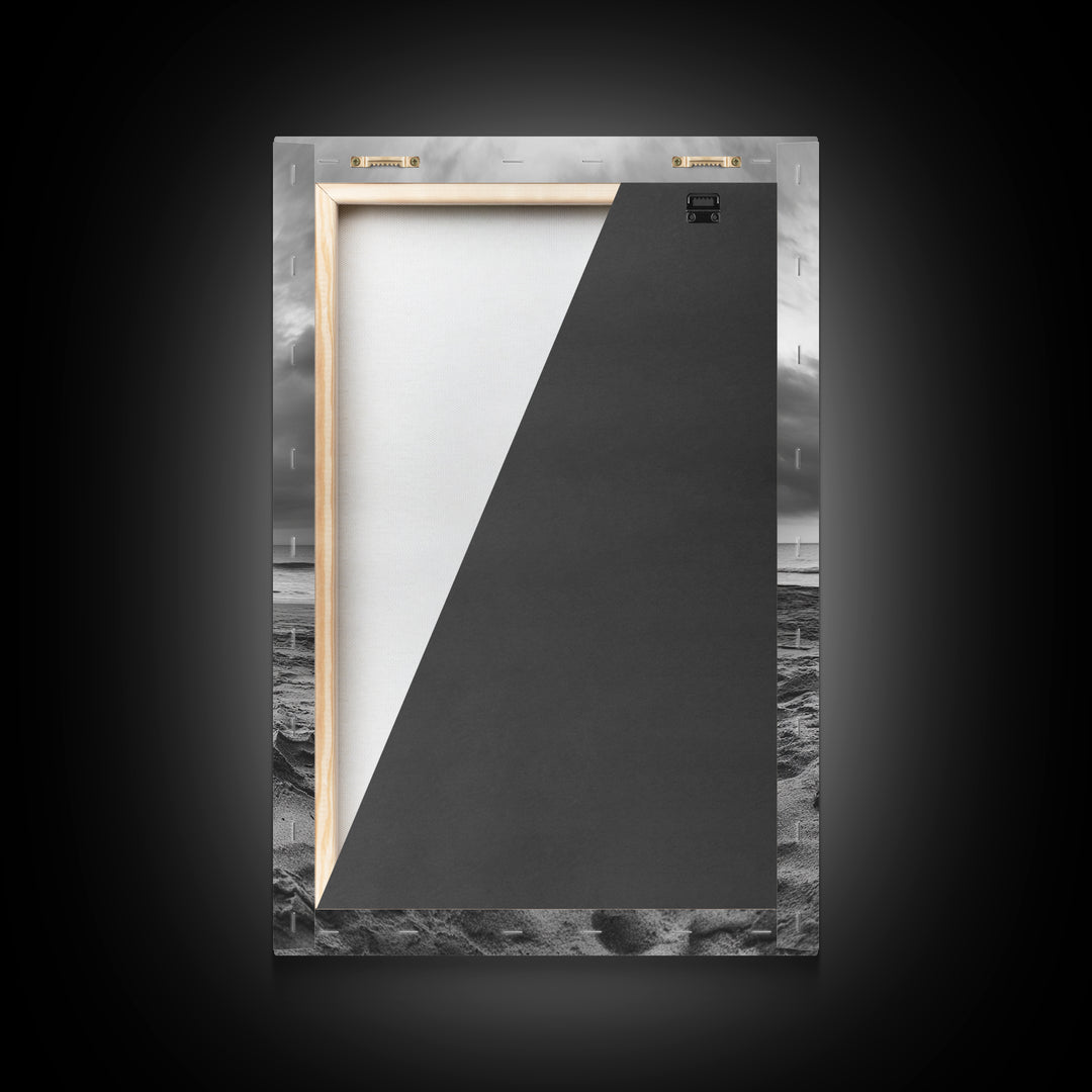 Beach bonfire moment, soft flame serenity, ocean dusk, coastal camp vibes, Framed Canvas Print, Fall decor, hygge inspired wall decor