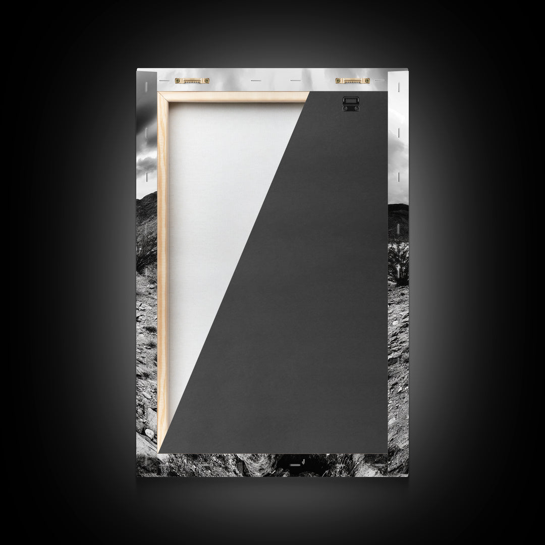 Desert Storm, Cactus Scene, Black White Art, Canvas Print, Southwest Wall Art, Earthy Tones Decor, Boho Style, Entryway Wall Accent