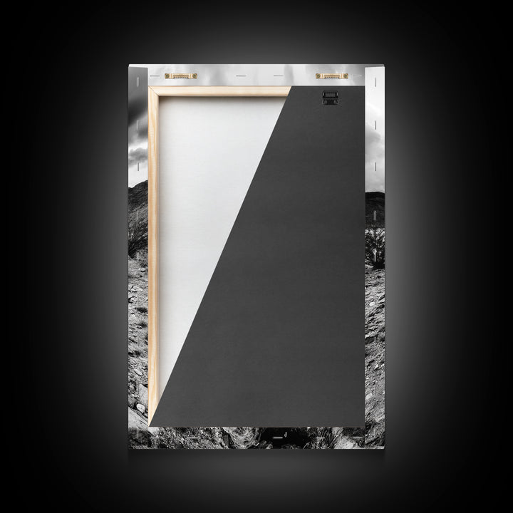 Desert Storm, Cactus Scene, Black White Art, Canvas Print, Southwest Wall Art, Earthy Tones Decor, Boho Style, Entryway Wall Accent