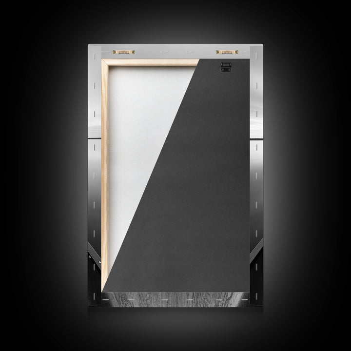 Canoe, Lake, Calm, Horizon - Minimalist lake paddle scene, Framed Canvas Print, peaceful home office art, Scandinavian decor, wilderness print